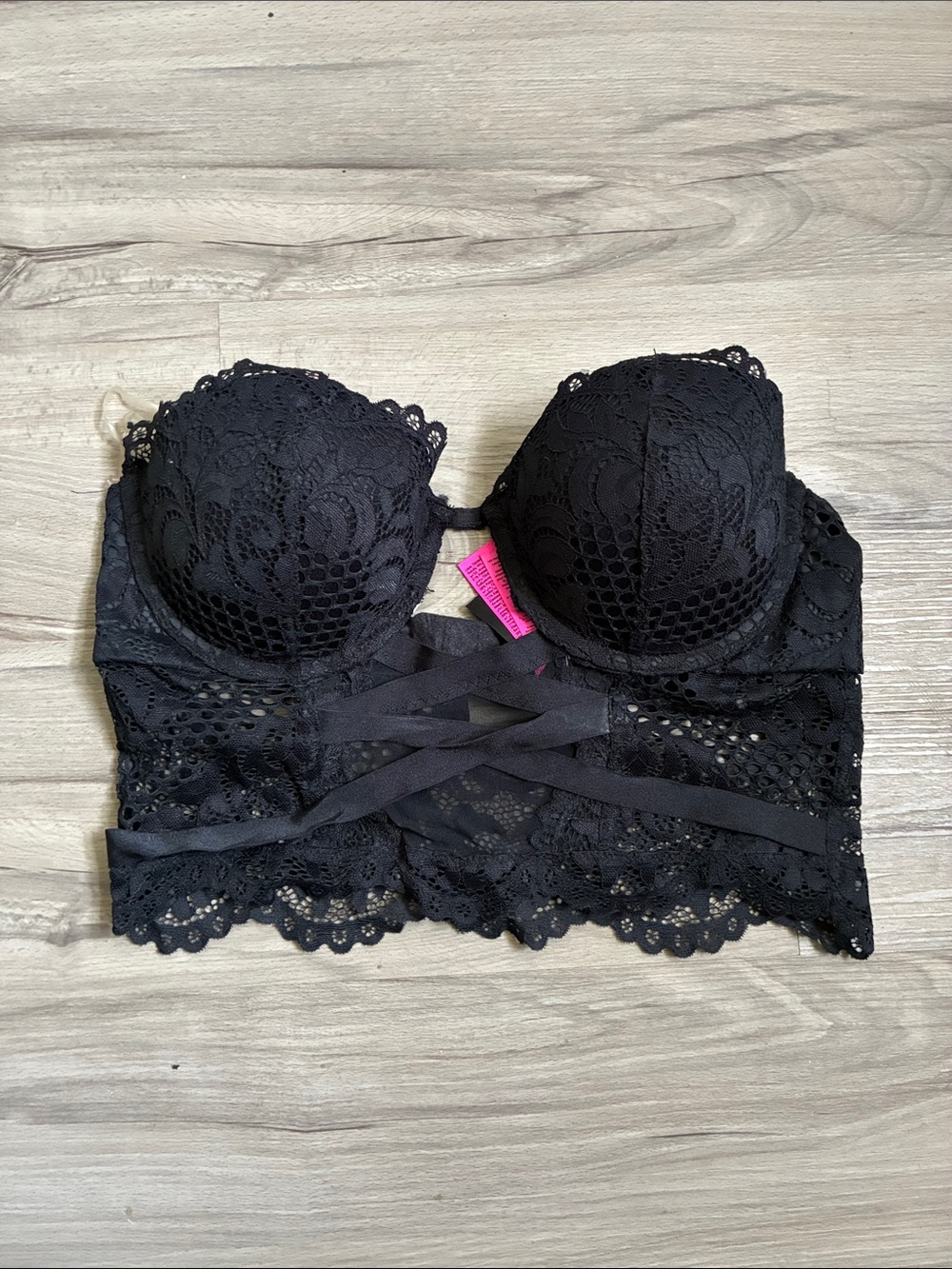 La SENZA Black Lace Longline Bustier Bralette